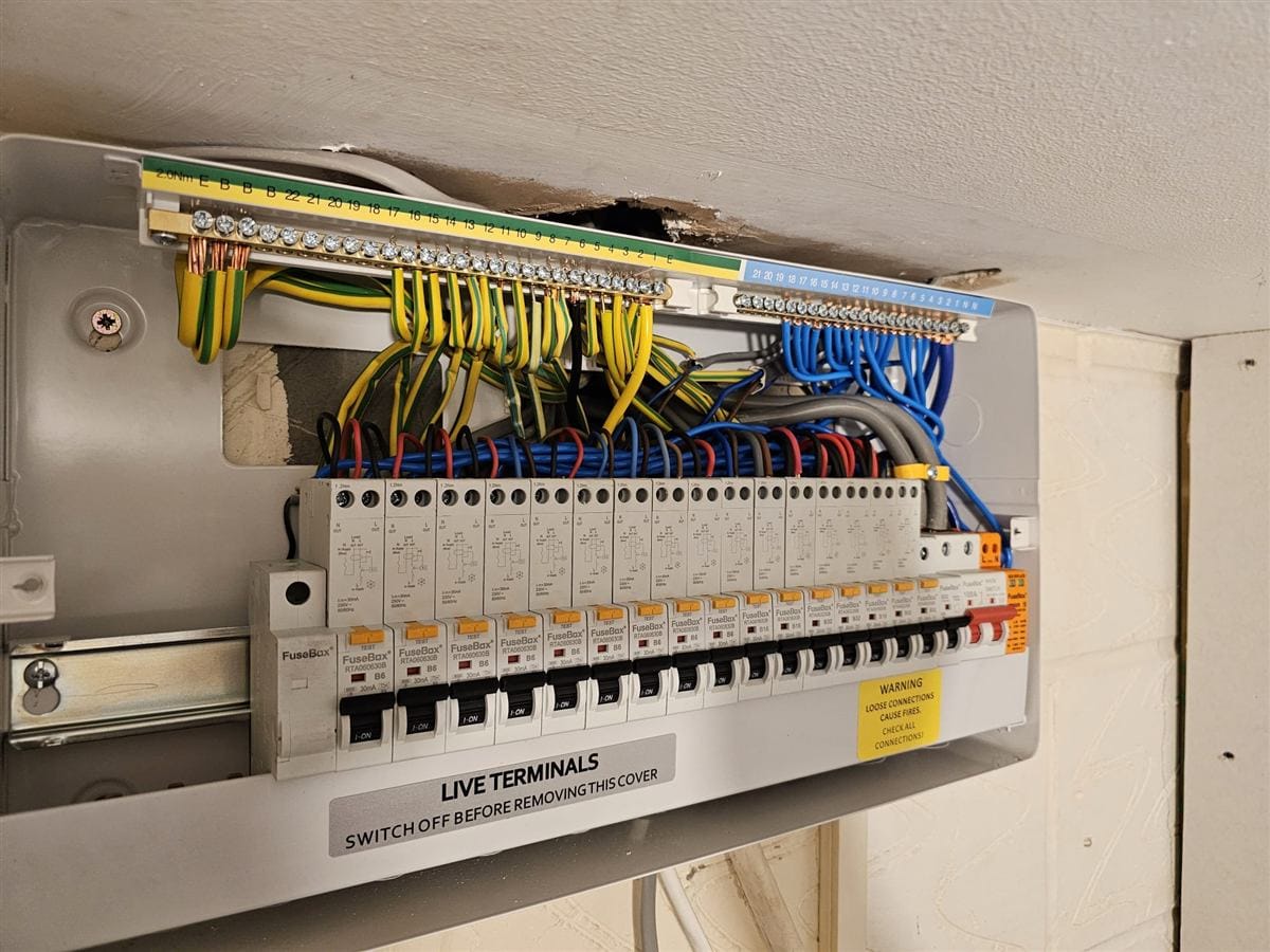 New RCBO consumer unit fitted during a fuse box replacement in Northampton by JW Electrical